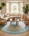 Dover Terrace Collection Area Rug - Marina (Aqua) Round Aqua  lifestyle 63
