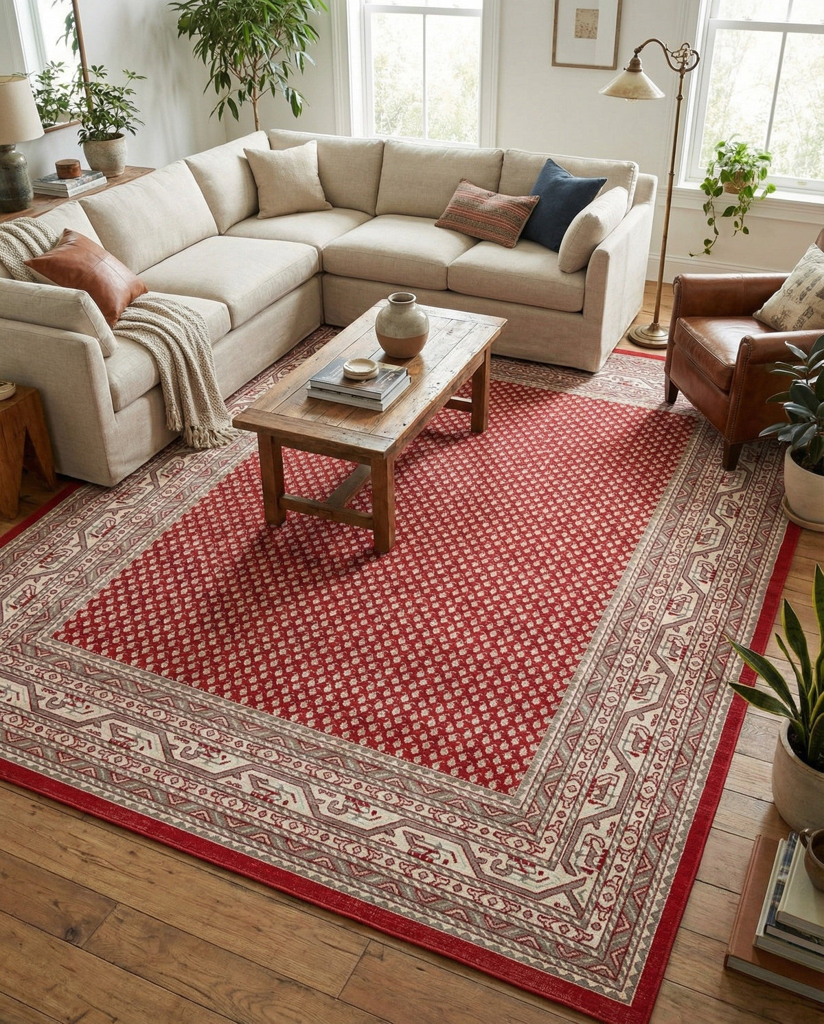Soho Elegance Collection Area Rug -  Mercer (Red) Rectangle Red  lifestyle 14