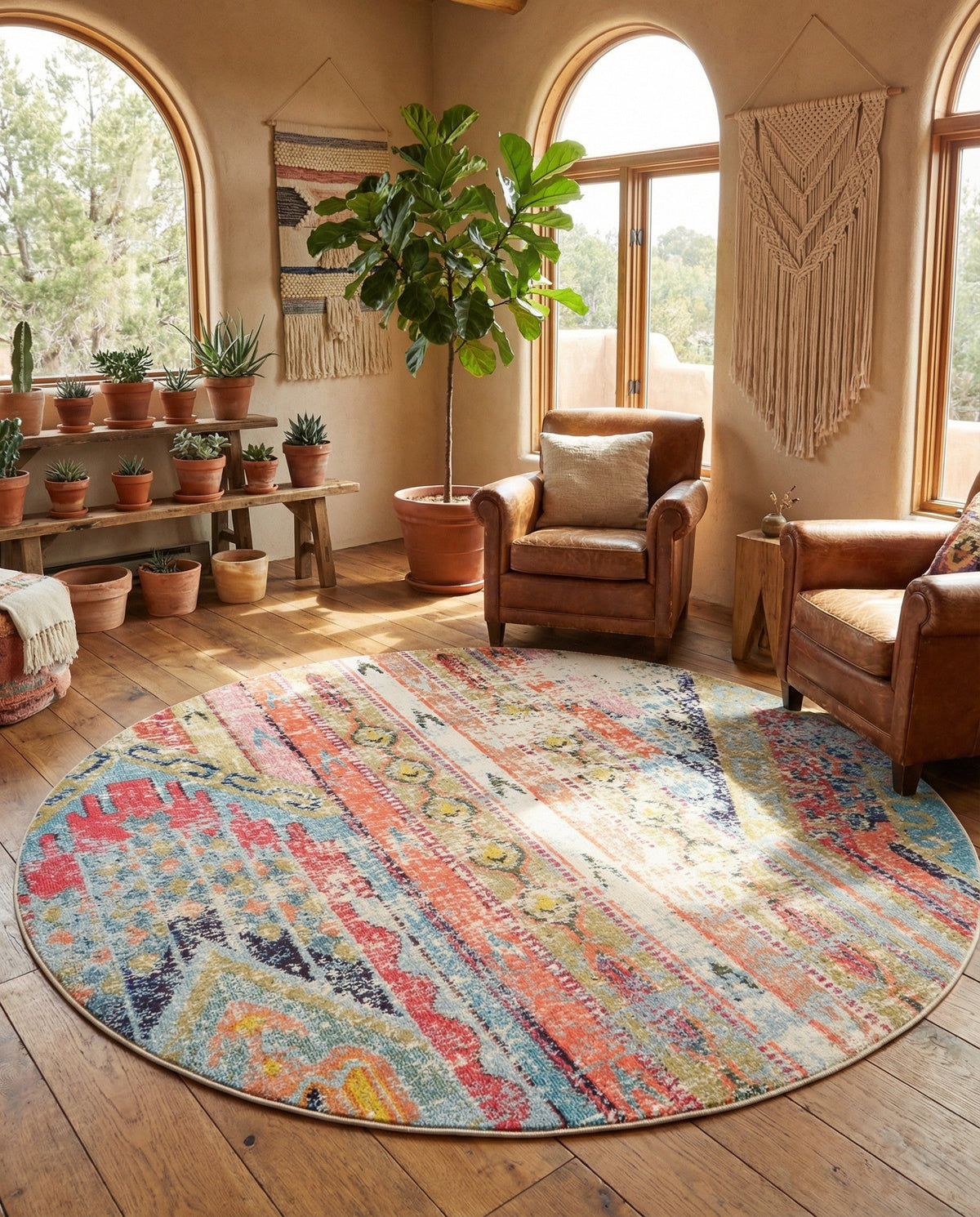 Sedona Vista Collection Area Rug -  Cholla Round Multi  lifestyle 111