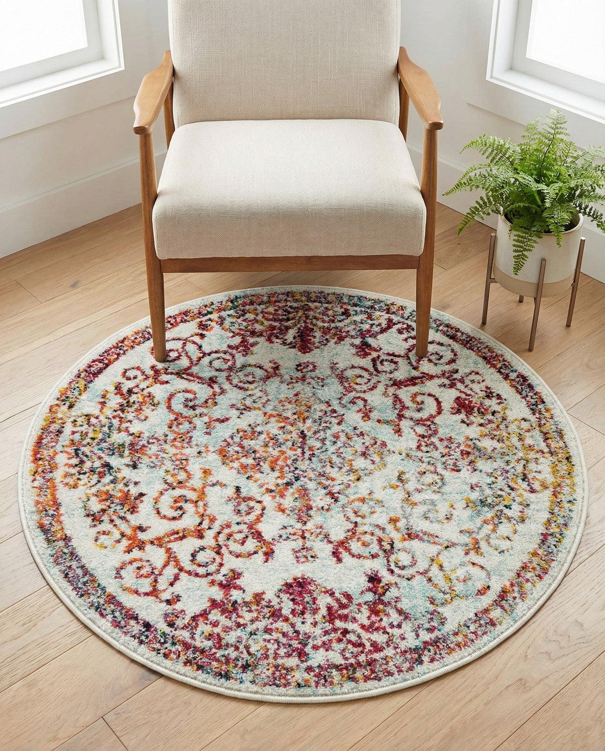 Brighton Terrace Collection Area Rug -  Saltdean Round Ivory  lifestyle 131