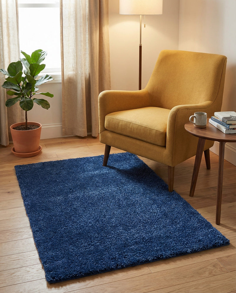 Solid Shag Seaside Collection Area Rug - Azure Cove (Navy Blue) Rectangle Navy Blue  lifestyle 14
