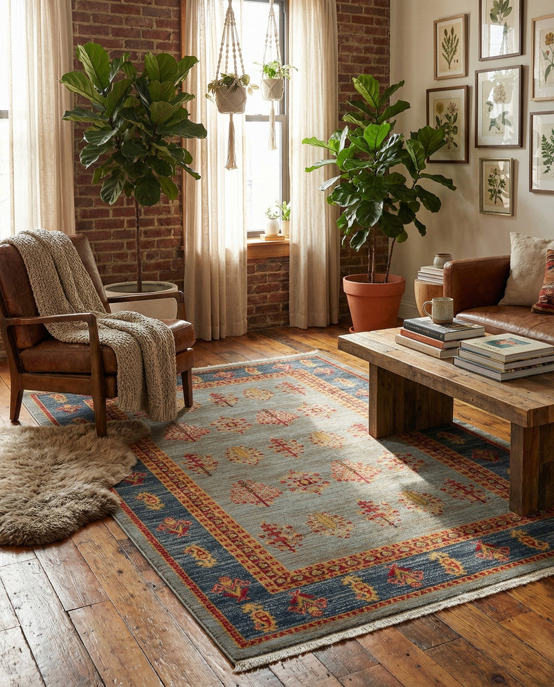 Zagros Oasis Collection Area Rug -  Dalahu Rectangle Light Blue  lifestyle 5