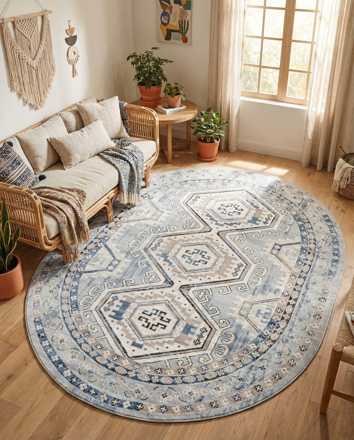 Savannah Elegance Collection Area Rug -  Tybee (Aqua Blue) Oval Aqua Blue  lifestyle 98