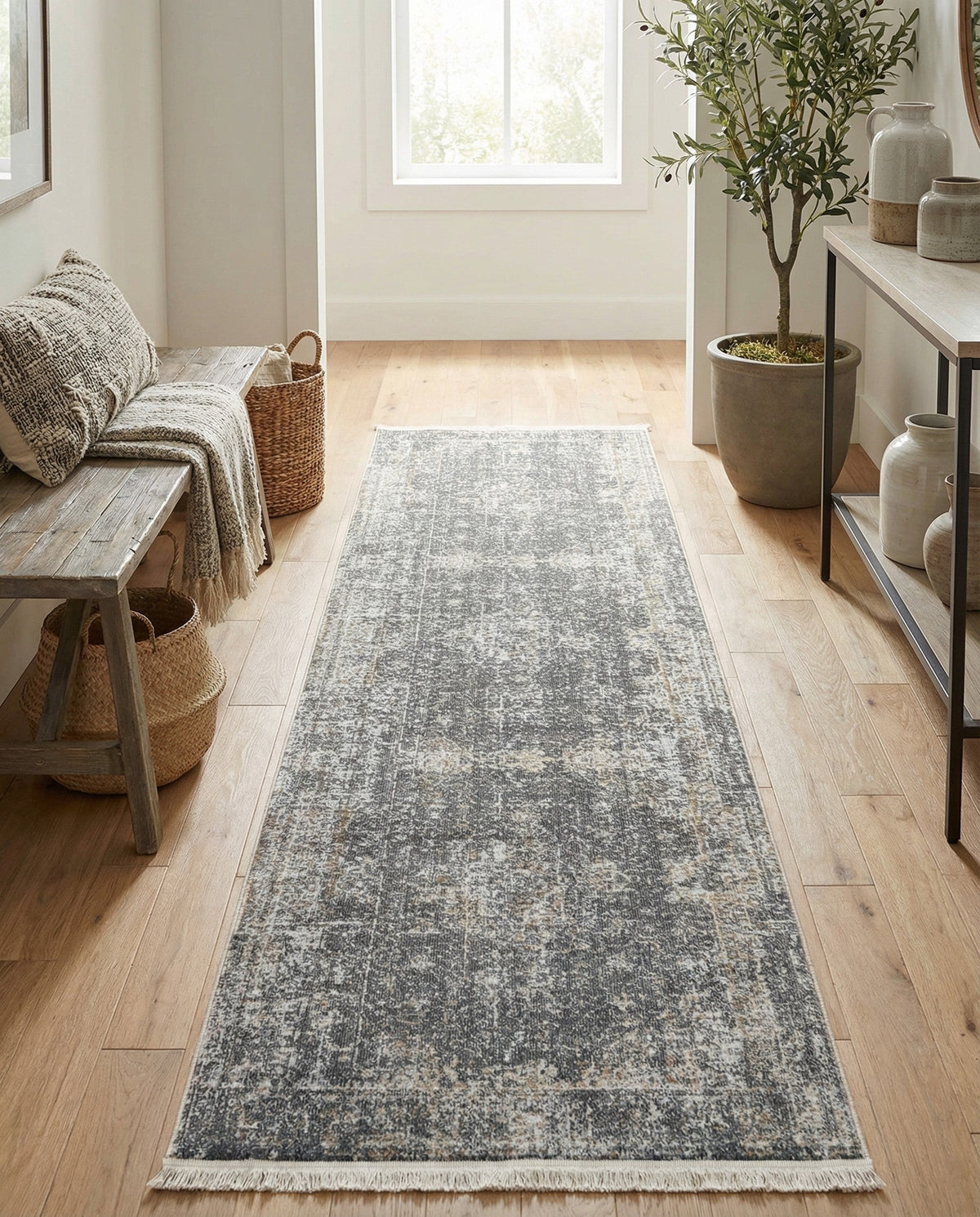 Caribbean Breeze Collection Area Rug -  Utila Runner Fume Gray  lifestyle 85