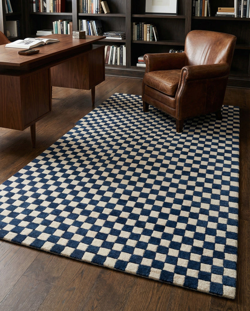 Shepherd's Glen Wool Collection Area Rug - Reykjavik Rectangle Blue and White  lifestyle 25
