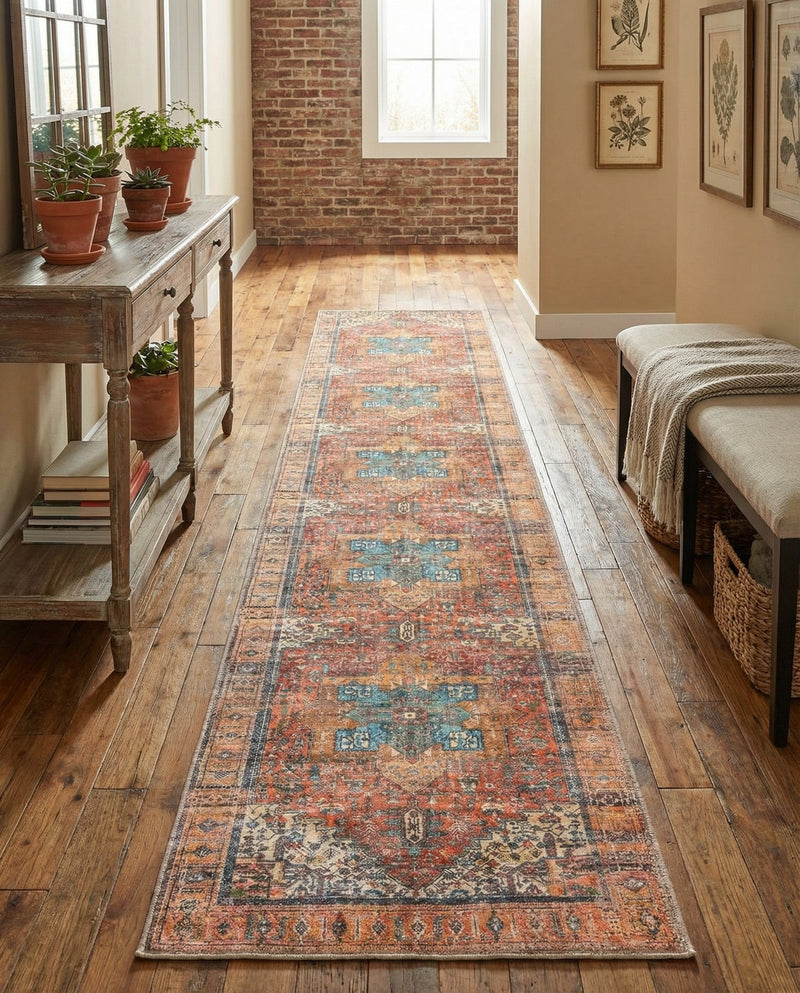 Heritage Elegance Collection Area Rug -  Windsor (Rust Red) Runner Rust Red  lifestyle 73