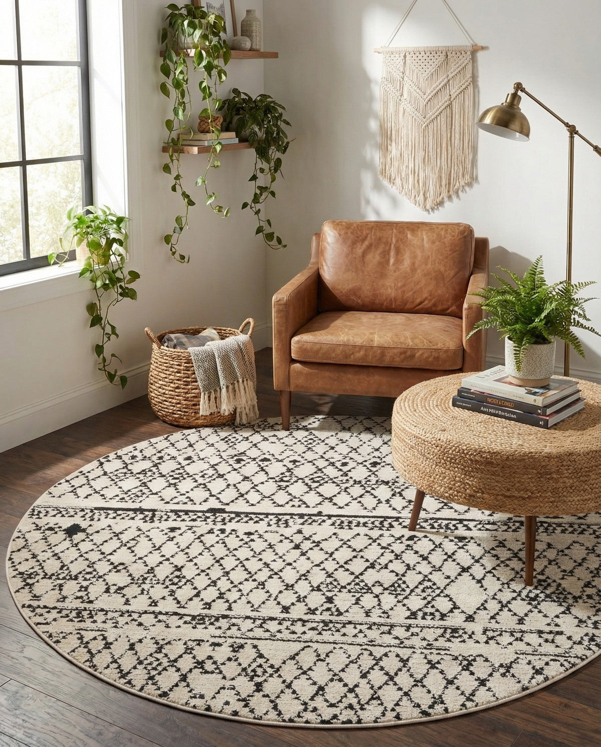 Tangier Treasures Collection Area Rug -  Marrakech Round Ivory  lifestyle 103