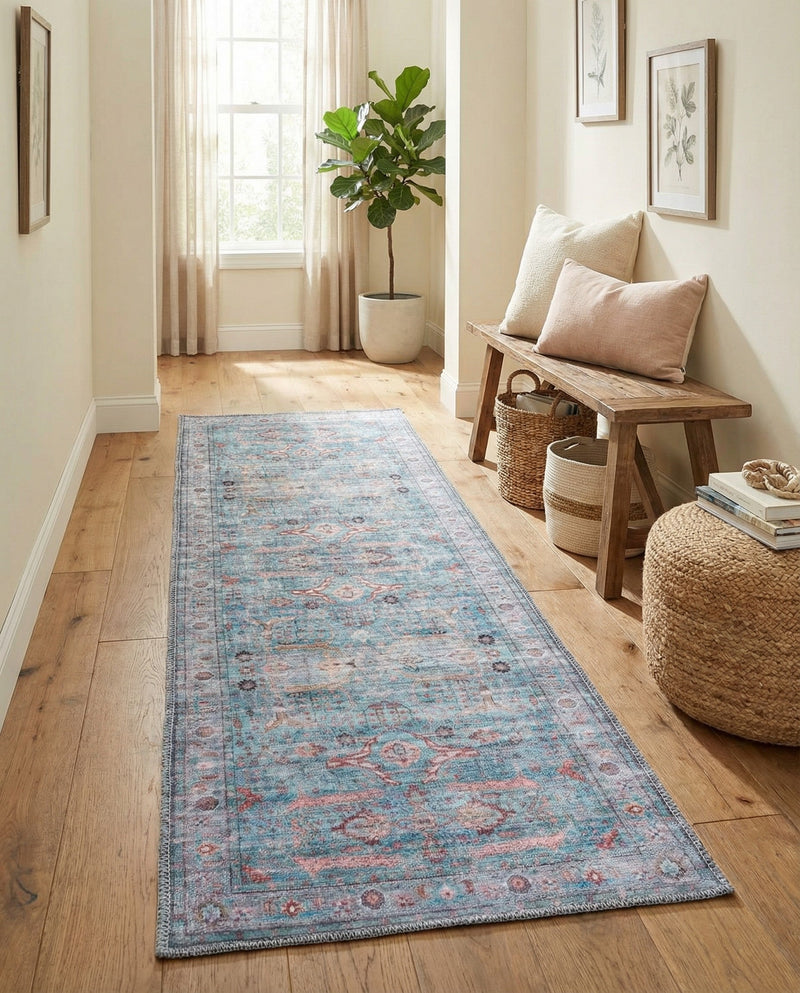 Zahara Oasis Collection Area Rug -  Marrakech Runner Blue  lifestyle 53