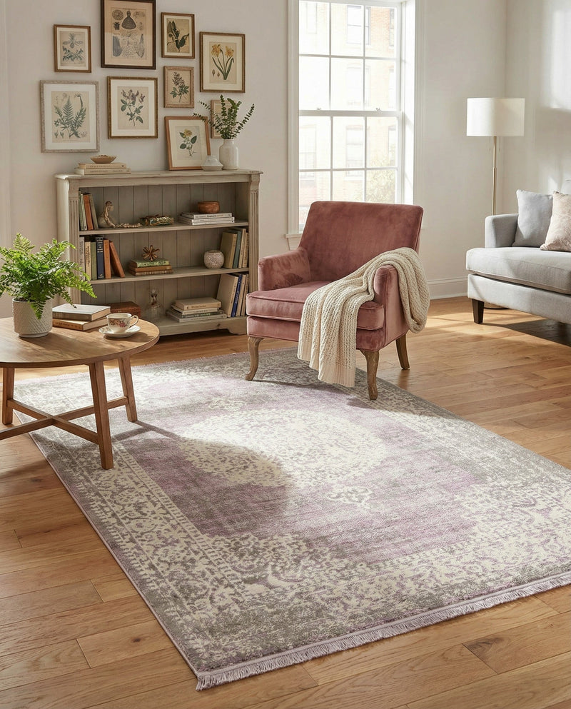Rustic Charm Revival Collection Area Rug -  Meadowland Rectangle Purple  lifestyle 18