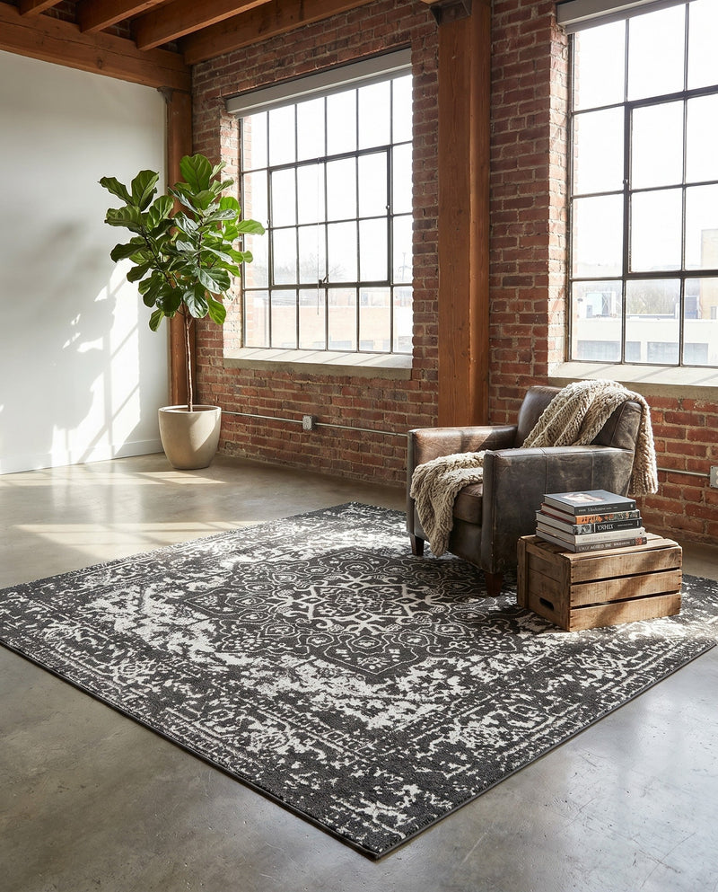 Georgetown Rugs Collection Area Rug - Dupont (Dark Gray) Square Dark Gray  lifestyle 70