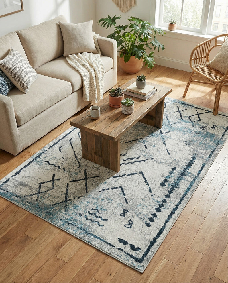 Aegean Elegance Washables Collection Area Rug - Santorini Rectangle Ivory Gray  lifestyle 55