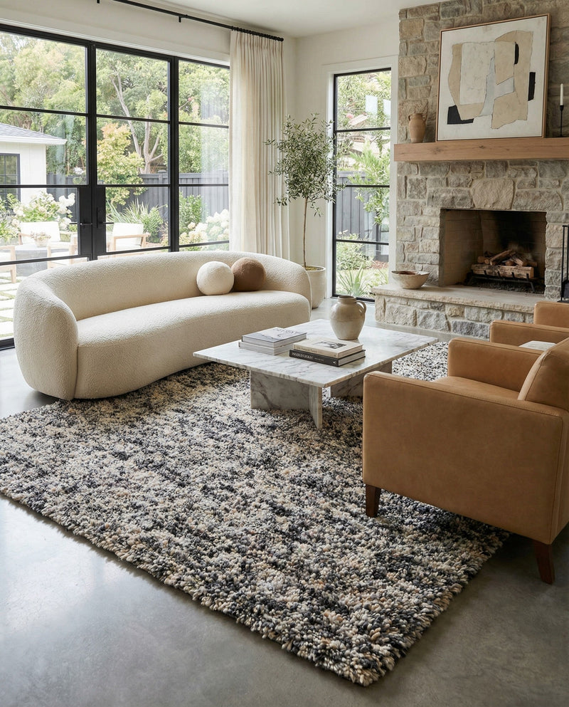 Wellington Luxe Shag Collection Area Rug - Kapiti Rectangle Salt and Pepper  lifestyle 53