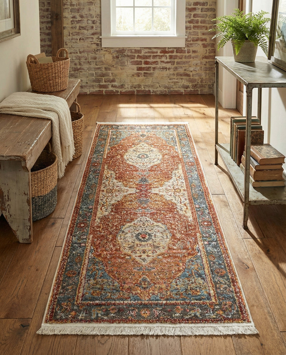 Caribbean Breeze Collection Area Rug -  Vieques Runner Rust Red  lifestyle 99