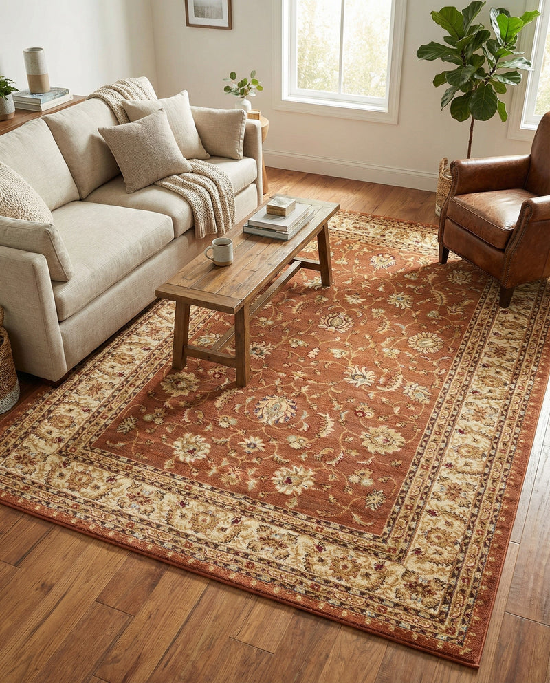 Jaipur Elegance Collection Area Rug -  Nahargarh (Brick Red Light Rose) Rectangle Brick Red Light Rose  lifestyle 12
