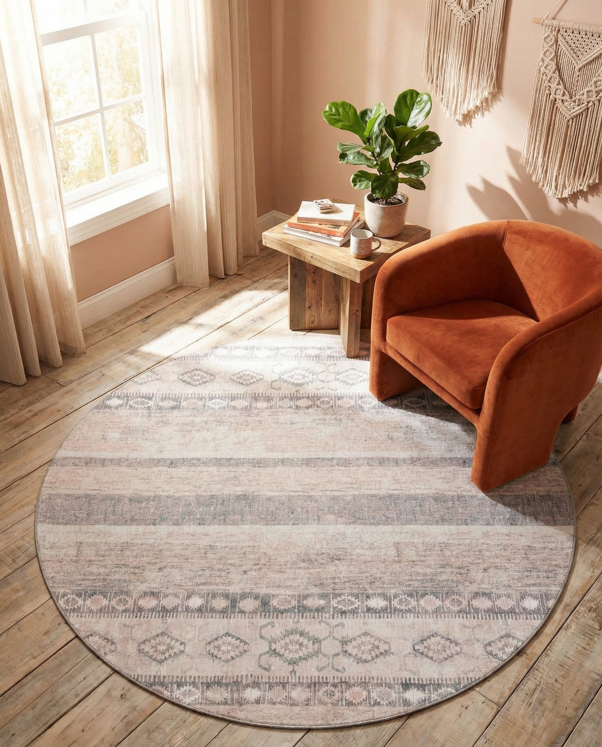 Heritage Elegance Collection Area Rug -  Edinburgh Round Gray  lifestyle 141