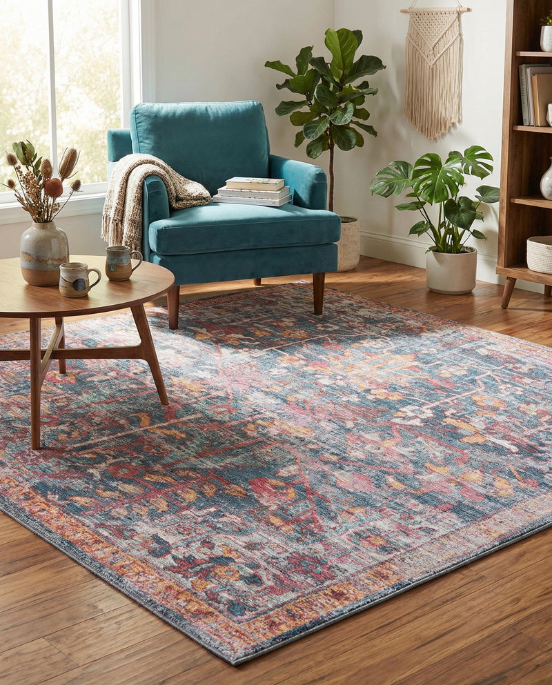 Zahara Oasis Collection Area Rug -  Nador Square Navy Blue  lifestyle 72