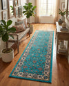 Casablanca Tapestry Collection Area Rug -  Marrakech (Arctic Aqua Blue) Runner Arctic Aqua Blue  lifestyle 52
