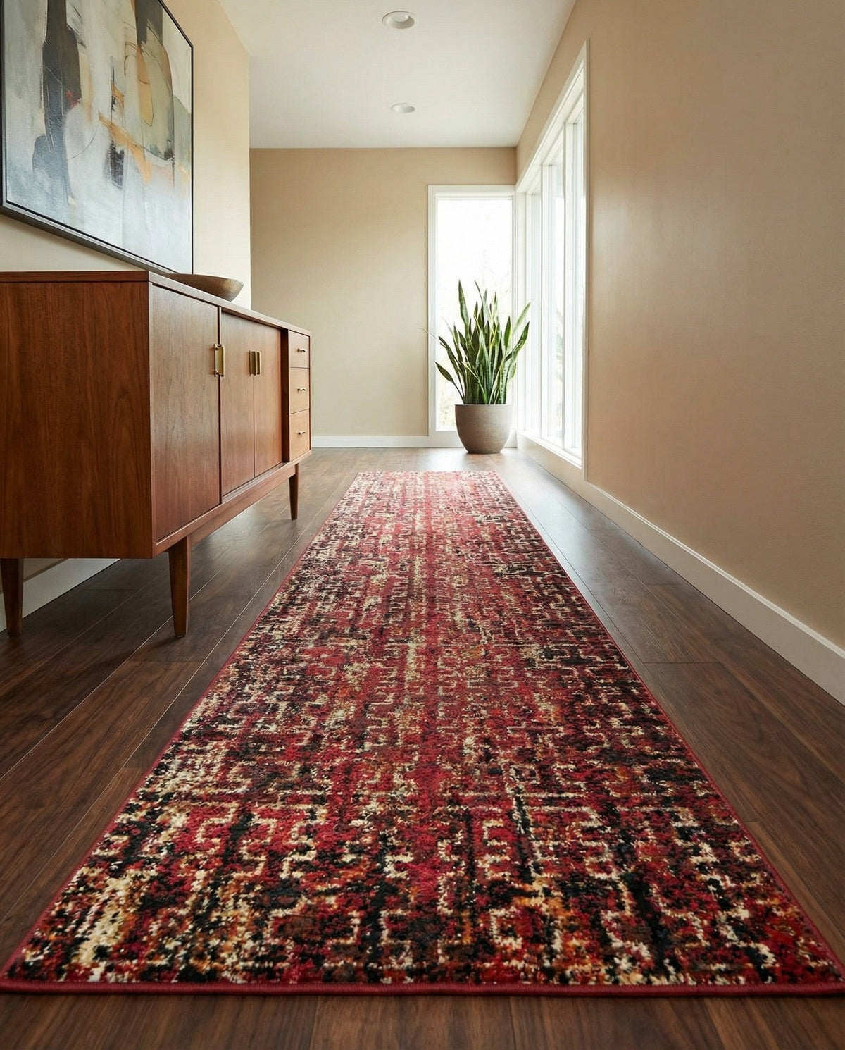 Neptune Elegance Collection Area Rug -  Proteus Runner Burgundy  lifestyle 151