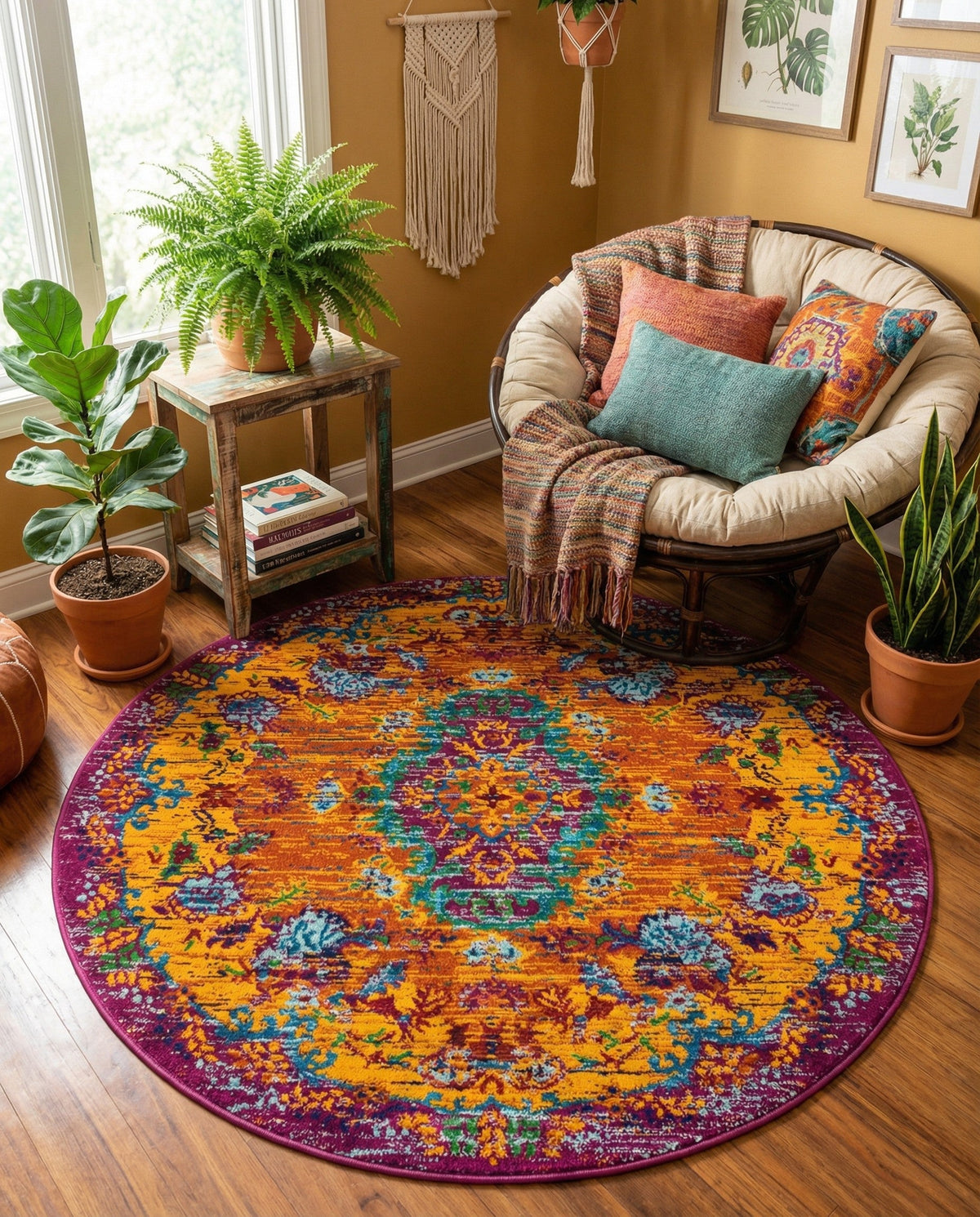 Caribbean Cove Collection Area Rug -  Nevis Round Orange  lifestyle 112
