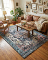 Casablanca Tapestry Collection Area Rug - Fes Rectangle Powder Blue  lifestyle 47
