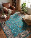 Casablanca Tapestry Collection Area Rug -  Marrakech (Arctic Aqua Blue) Rectangle Arctic Aqua Blue  lifestyle 4