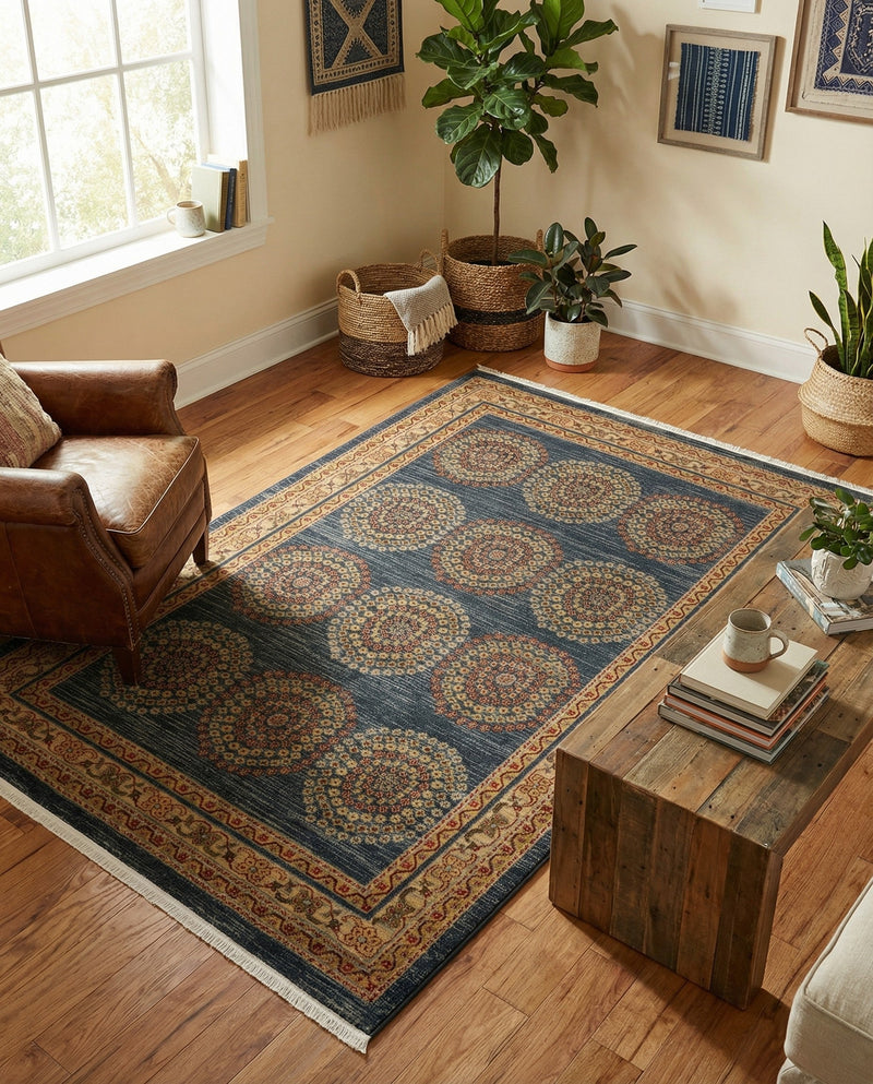 Zagros Oasis Collection Area Rug -  Gilan-e Gharb Rectangle Blue  lifestyle 19
