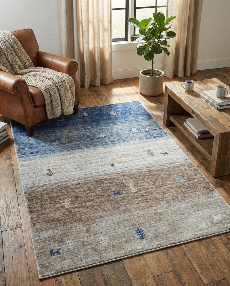 Zagros Shades Collection Area Rug -  Sisakht Rectangle Blue Gray  lifestyle 9