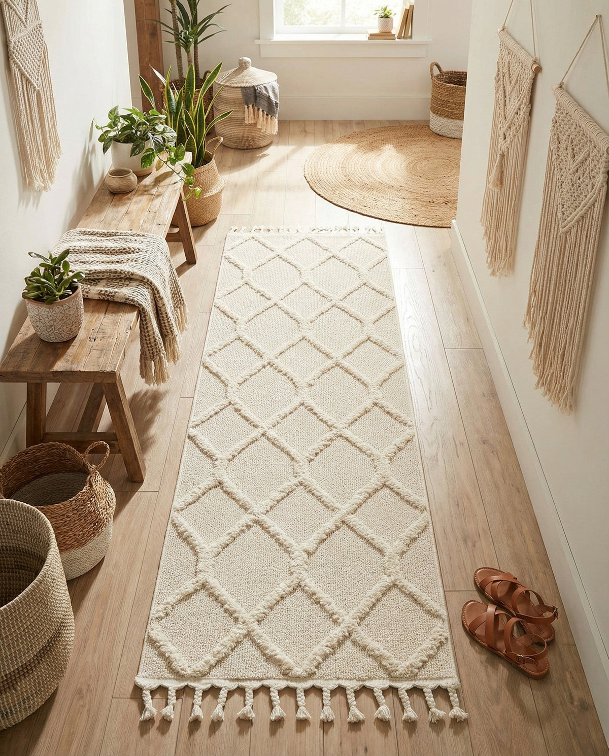 Sahara Chic Collection Area Rug -  Tuareg Runner Ivory  lifestyle 143