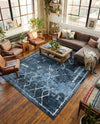 Aegean Elegance Washables Collection Area Rug - Santorini Rectangle Navy Blue  lifestyle 10