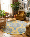 Arcadia Rugs Collection Area Rug -  Atlantis (Yellow) Round Yellow  lifestyle 66