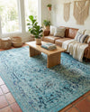 Chateau Elegance Collection Area Rug -  Louvre Rectangle Light Blue  lifestyle 71