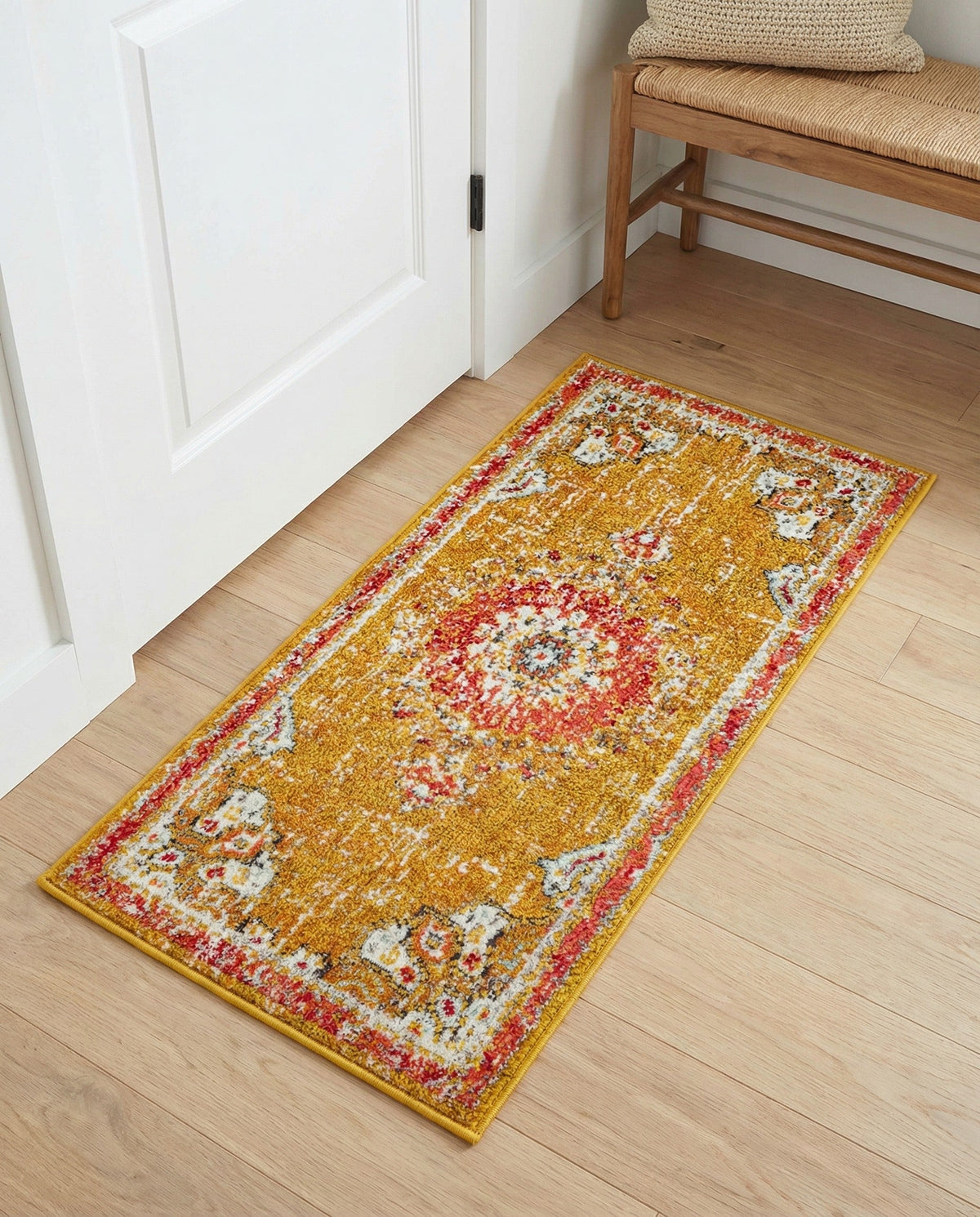 Brighton Terrace Collection Area Rug - Hove (Gold) Runner Gold  lifestyle 116
