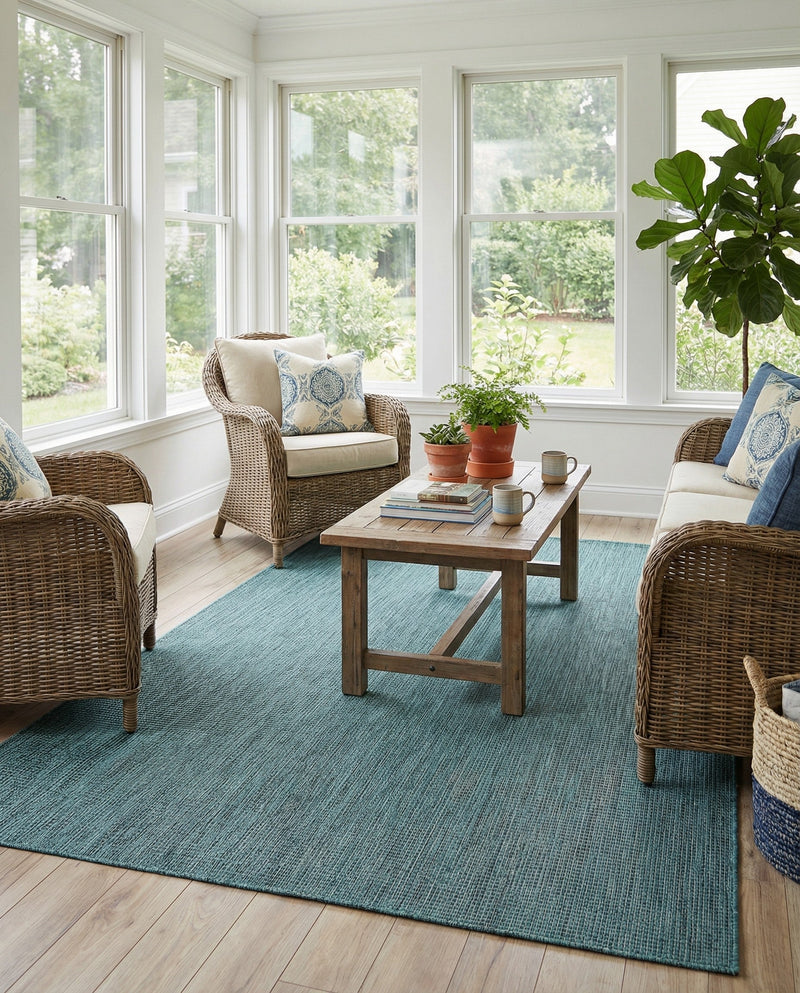 Seaside Serenity Collection Area Rug - Veranda (Teal) Rectangle Teal  lifestyle 7