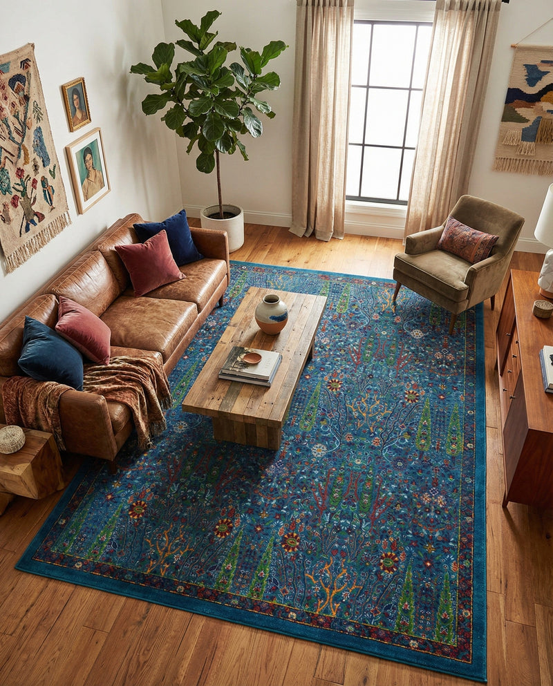 Caribbean Cove Collection Area Rug -  Tobago Rectangle Navy Blue  lifestyle 61