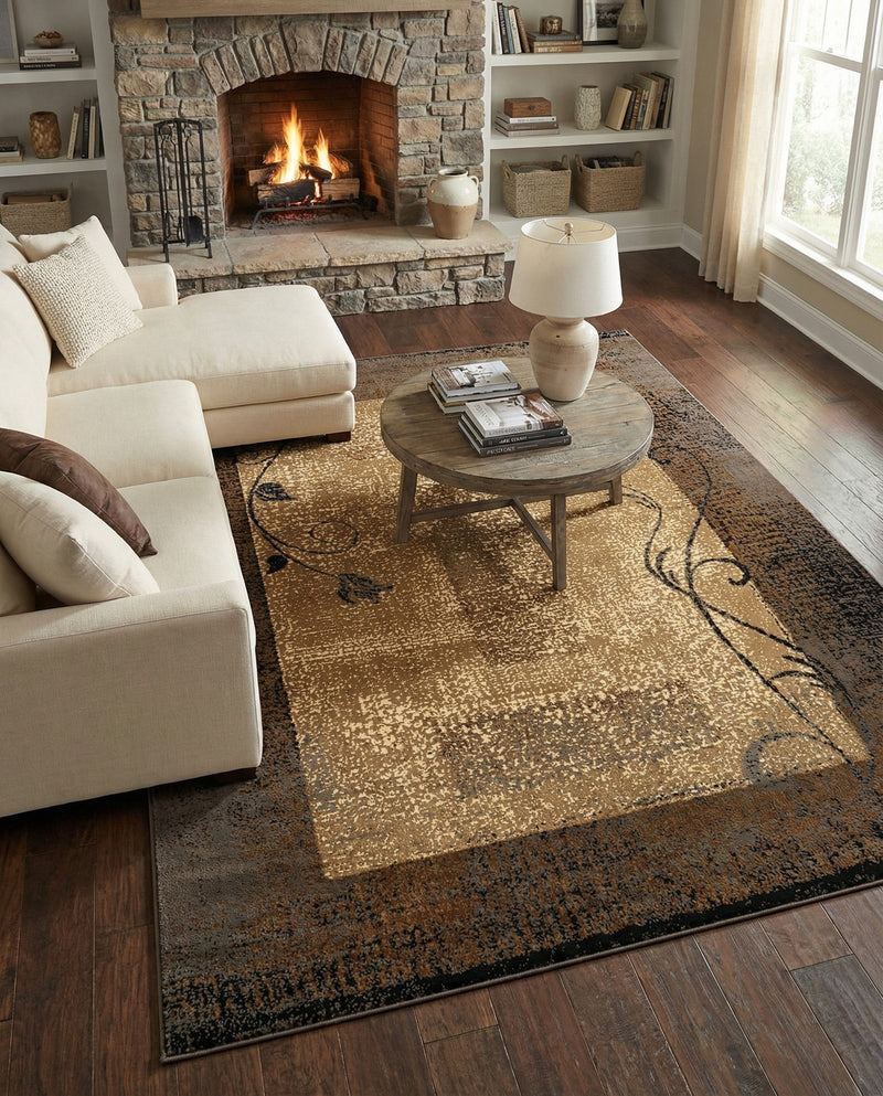 Bistro Lounge Collection Area Rug -  Affogato Rectangle Beige  lifestyle 7