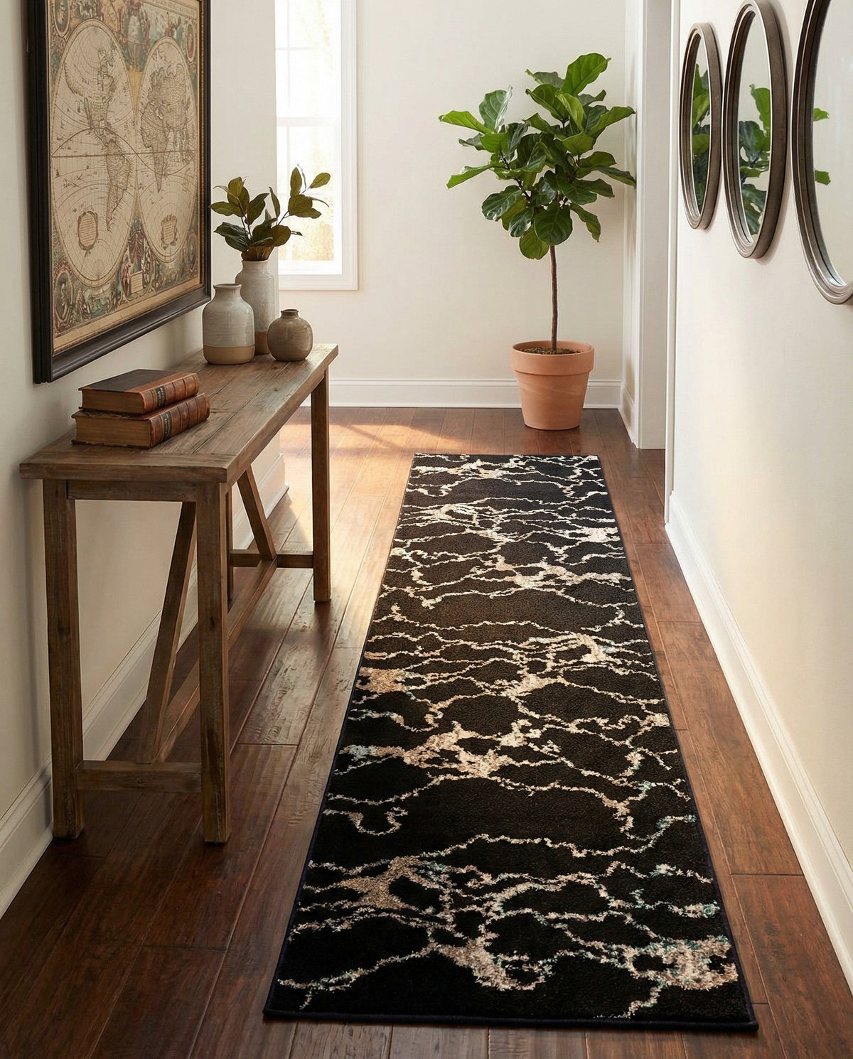 Brighton Terrace Collection Area Rug -  Aldrington Runner Navy Blue  lifestyle 101