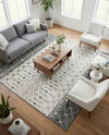 Mediterranean Lattice Collection Area Rug -  Casablanca (Ivory and Gray) Square Ivory and Gray  lifestyle 74