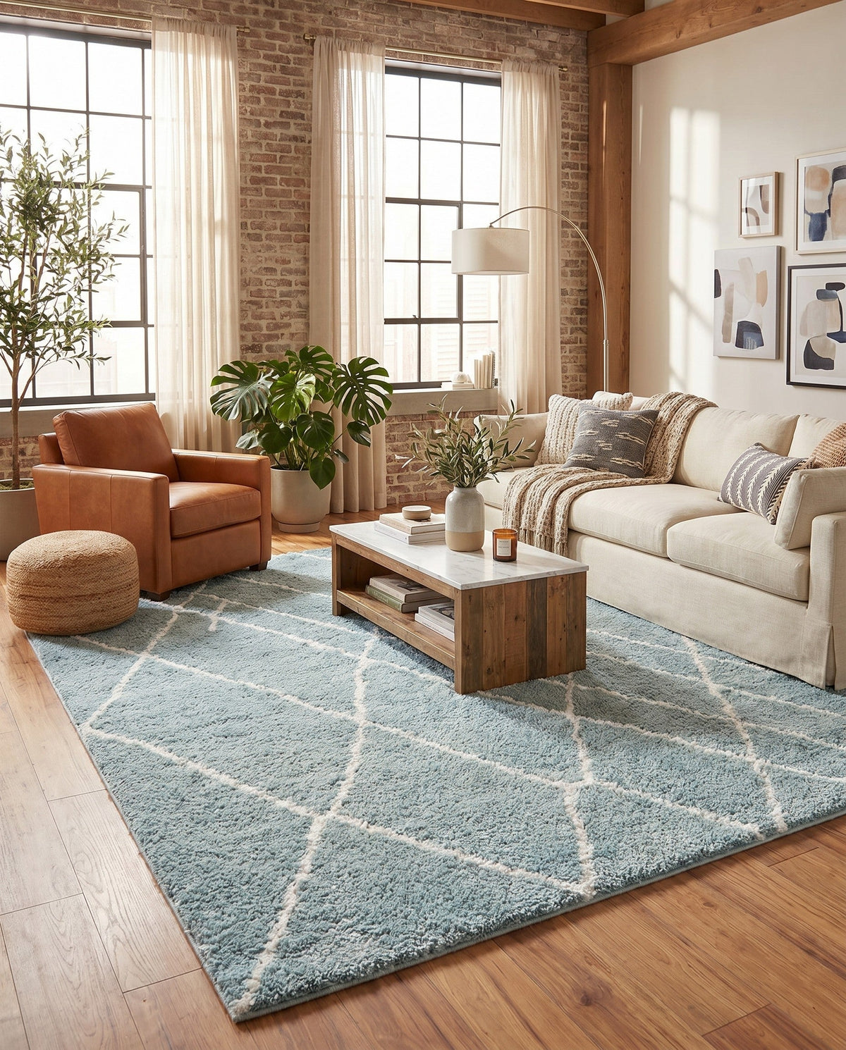 Cozy Haven Shag Collection Area Rug - Serenity (Sage Green) Rectangle Sage Green  lifestyle 17
