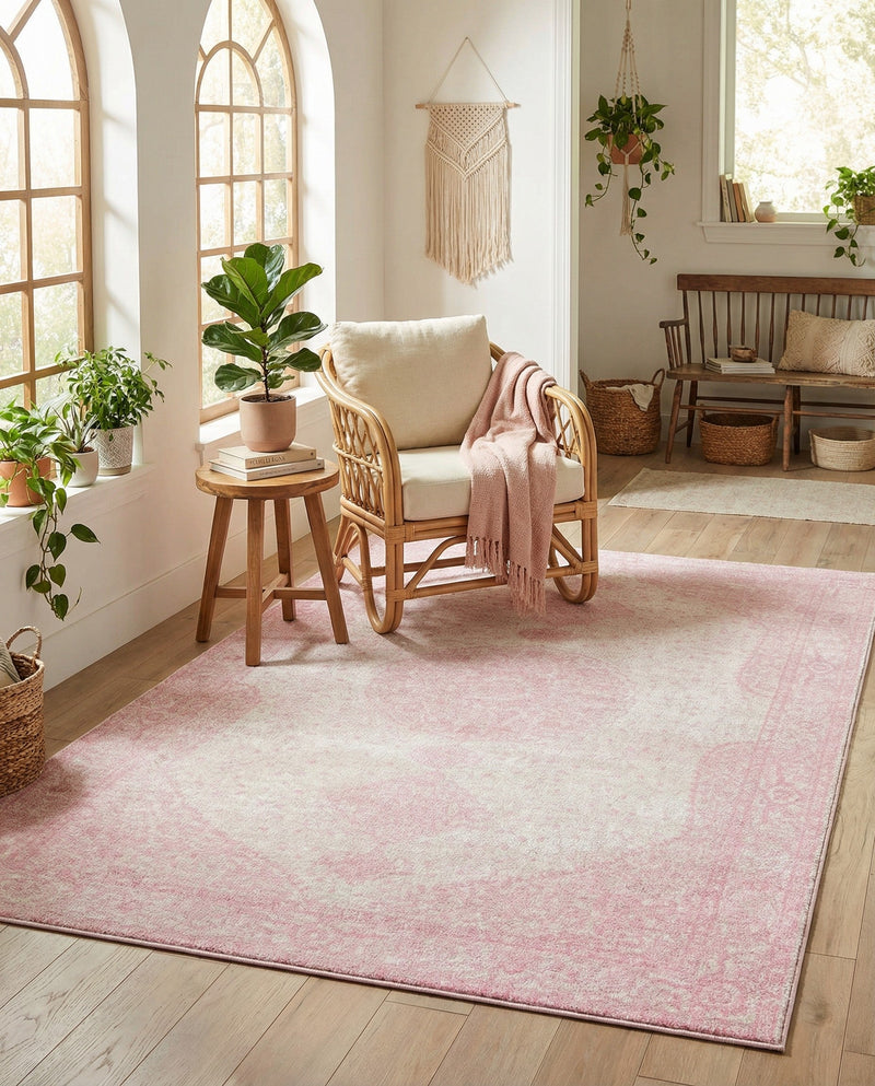 Dover Terrace Collection Area Rug - Marina (Pink) Rectangle Pink  lifestyle 27