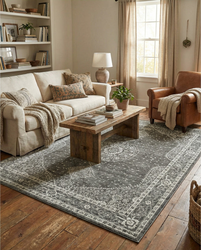Dover Terrace Collection Area Rug - Marina (Dark Gray) Rectangle Dark Gray  lifestyle 8