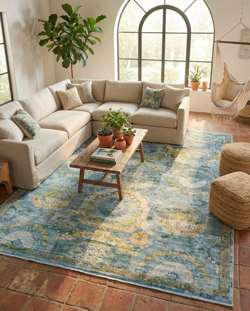 Caribbean Breeze Collection Area Rug -  Lucia Rectangle Light Blue  lifestyle 8