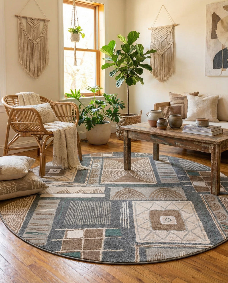 Savannah Sojourn Collection Area Rug -  Tsavo Round Multi  lifestyle 68