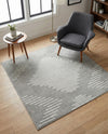 Seychelles Stripes Collection Area Rug - Mahe (Gray and Ivory) Square Gray and Ivory  lifestyle 56