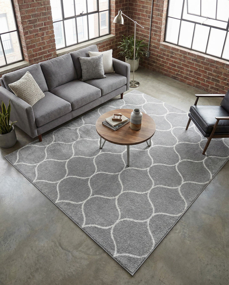 Trellis Mosaic Collection Area Rug -  Pergolatown (Light Gray) Square Light Gray  lifestyle 50