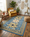 Tabriz Tapestries Collection Area Rug - Azerbaijan (Light Blue) Rectangle Light Blue  lifestyle 23