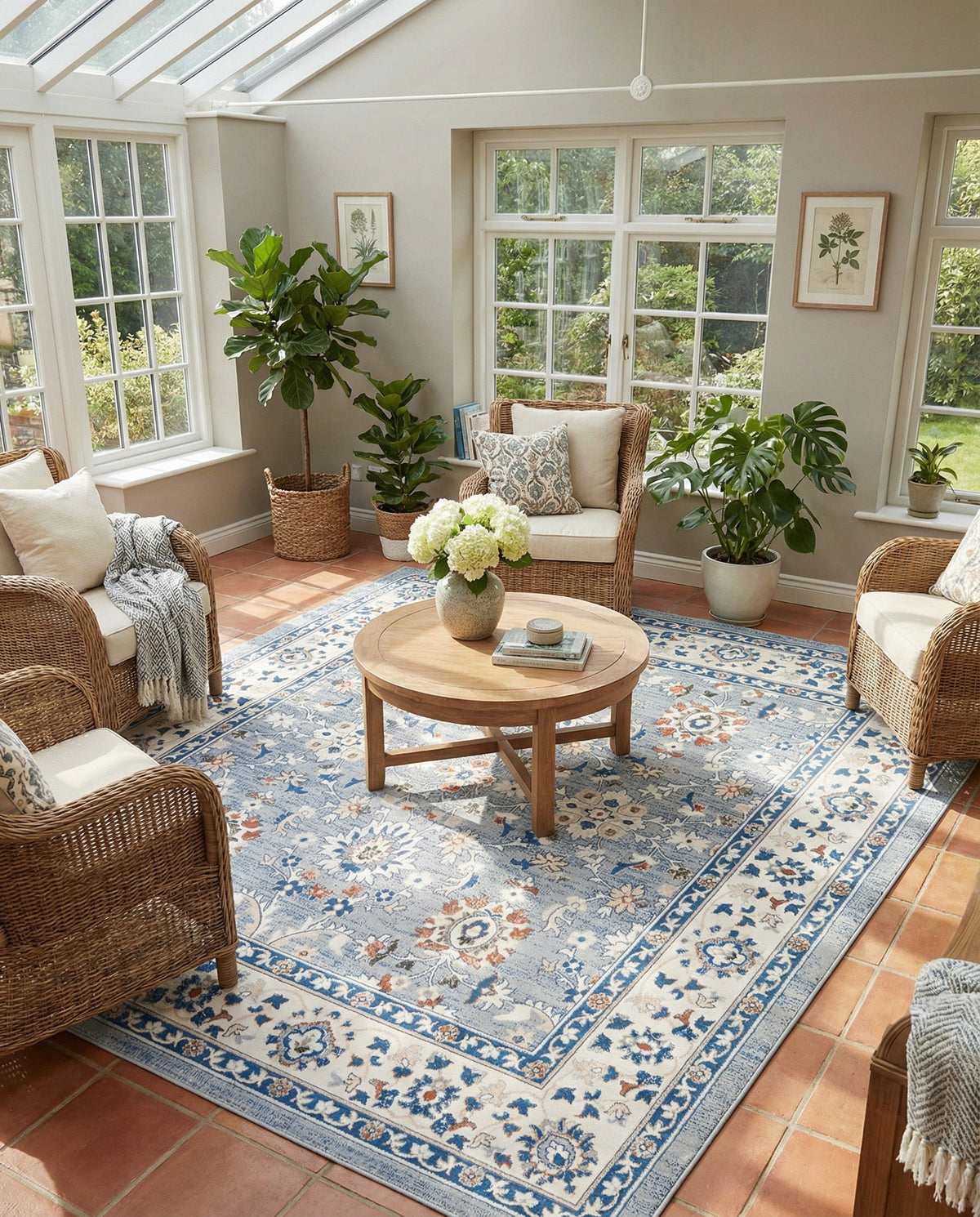 Savannah Elegance Collection Area Rug - Augusta (Aqua Blue) Square Aqua Blue  lifestyle 84