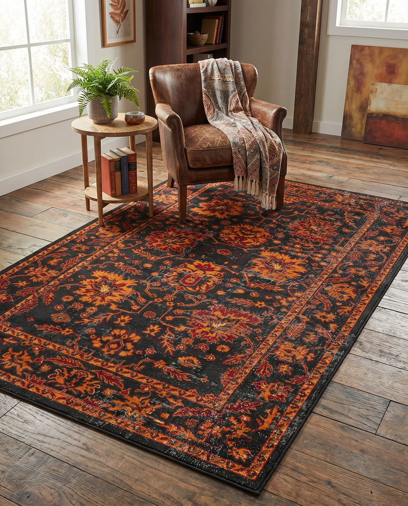 Geneva Terrace Collection Area Rug -  Lausanne Rectangle Black  lifestyle 18