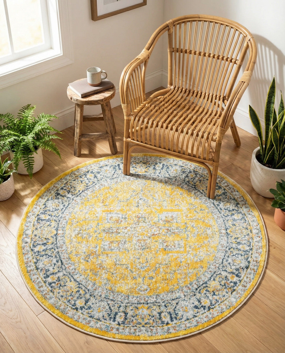 Caribbean Breeze Collection Area Rug -  Andros Round Yellow  lifestyle 77
