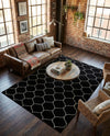 Trellis Mosaic Collection Area Rug -  Pergolatown (Black) Rectangle Black  lifestyle 14