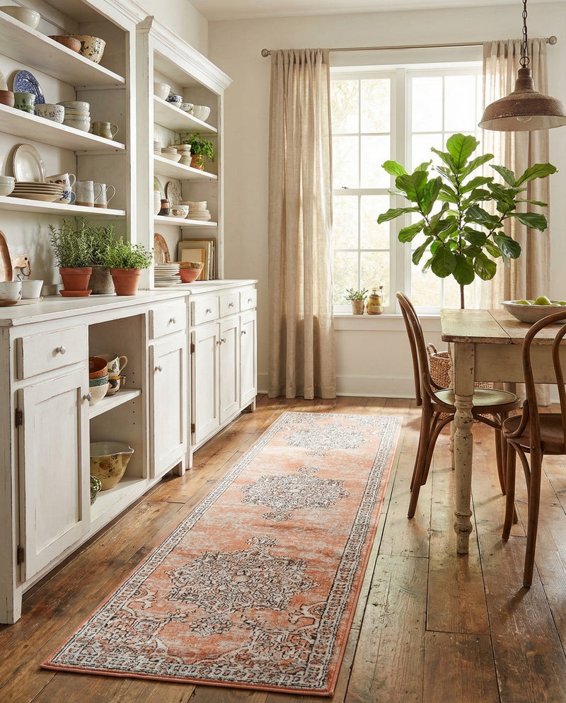 Mykonos Manor Collection Area Rug -  Tinos (Salmon Pink) Runner Salmon Pink  lifestyle 71